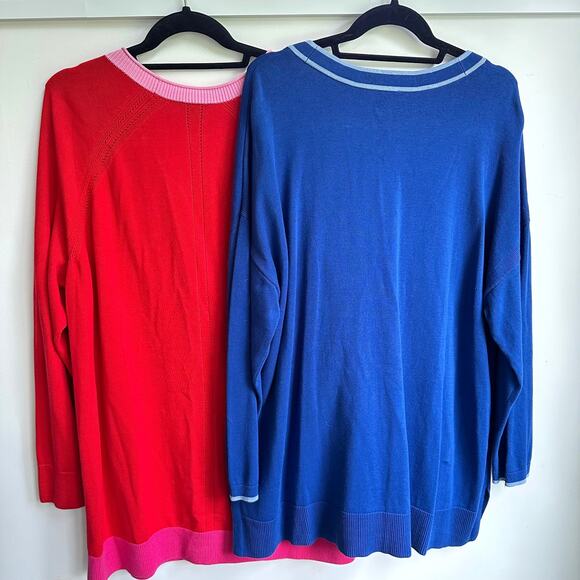 Set of Two Talbots Cardigan Sweaters Sz 2X Blue Pink Women's Plus - Picture 5 of 9